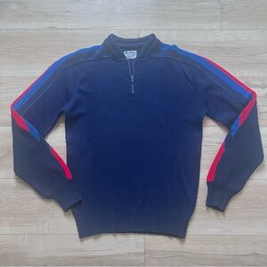 Meister Navy Quarter Zip Ski Sweater with Red and Blue Accents
